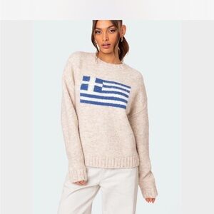 Edikted Greece flag sweater NWT